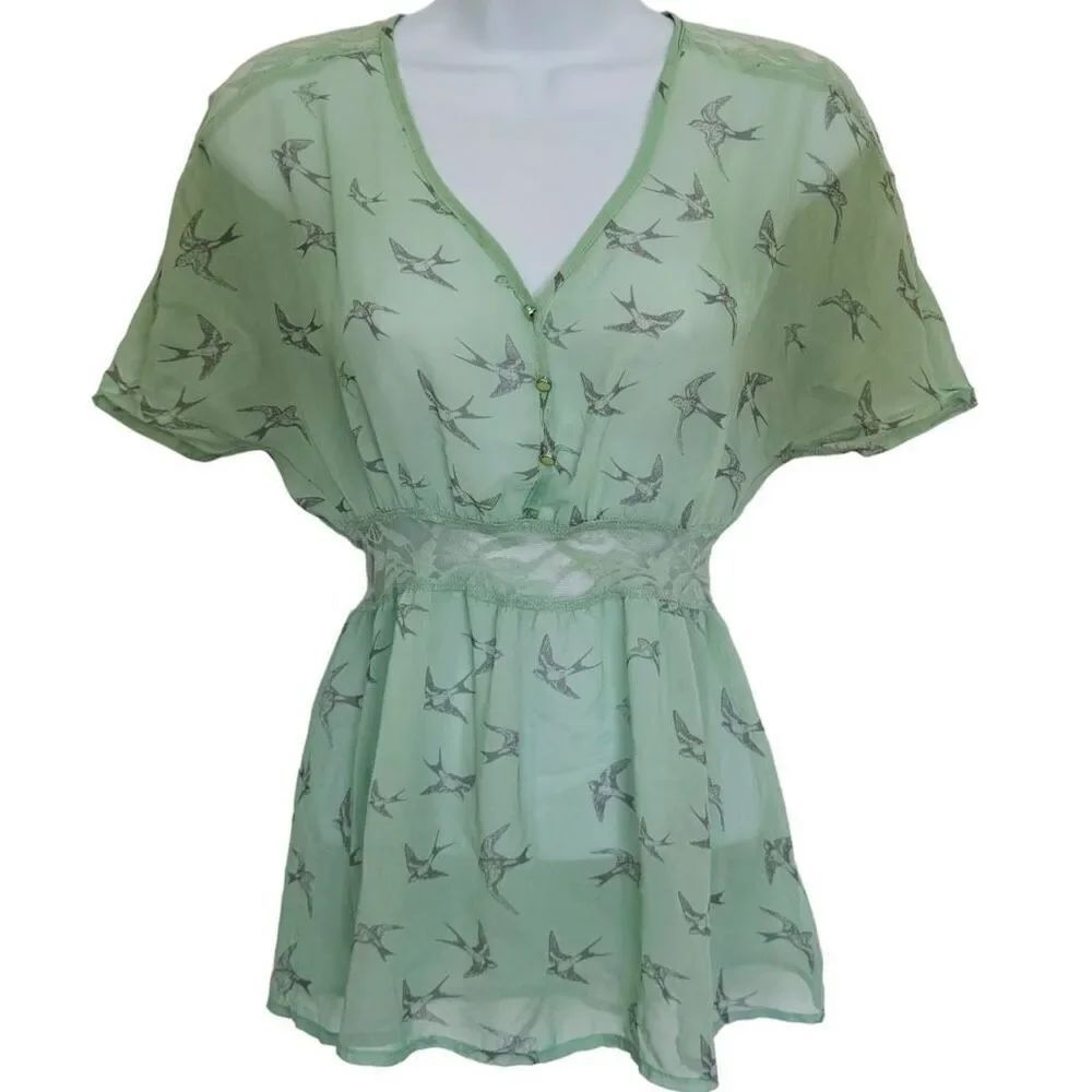 🔥4/$25 Rue 21 Green Short Sleeve Top Women’s Size Small